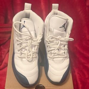 Nike Air Jordan 12 White and French Blue Sneakers
